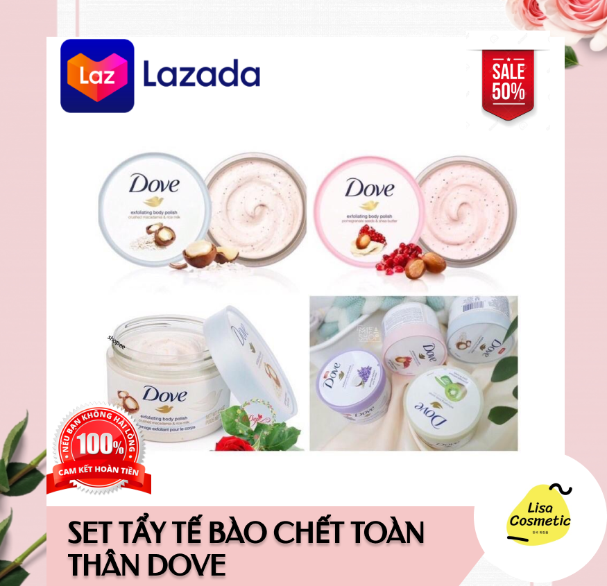 Set Tẩy Da Chết Body Dove Exfoliating Body Polish 2 Lọ