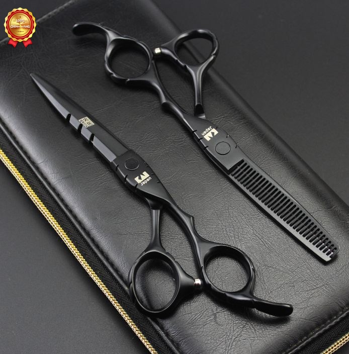 Bộ kéo cắt tóc Kasho HA 02 đen (Tặng bao da và chỉnh kéo khi mua 2 cây )