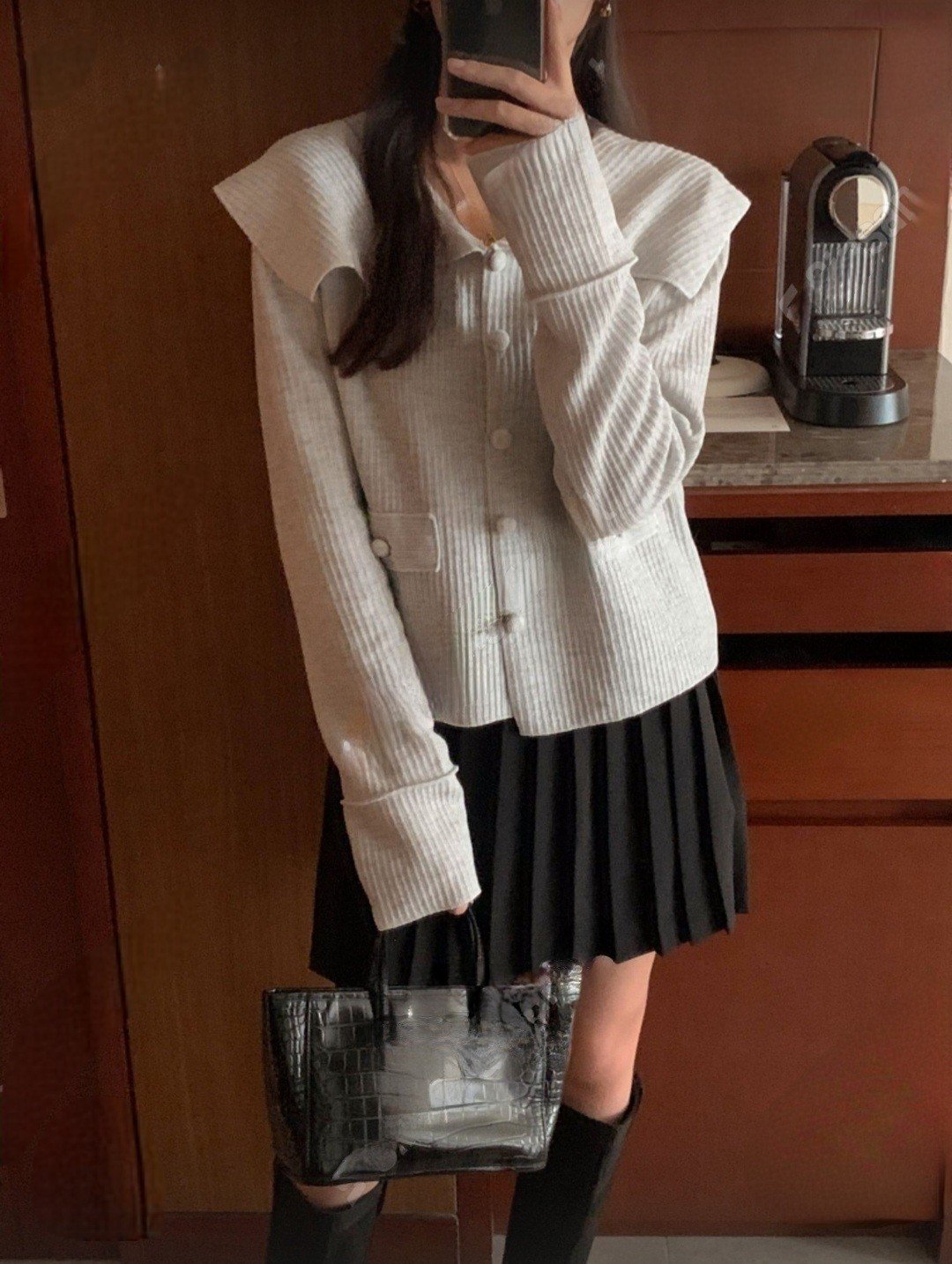 [ogniM Seoul] Áo cardigan len tăm cổ bẻ phong cách Hàn Quốc (Made in Korea)