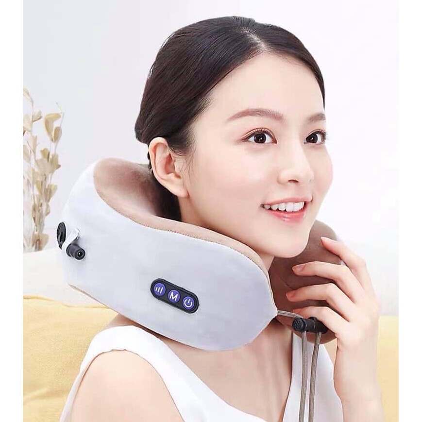 Gối Massaage Vòng Cổ Đa Năng, Gối Massage Cổ Chữ U Cao Cấp, 6 Kiểu Rung Khác Nhau, Công Nghệ Thông Minh 3D.