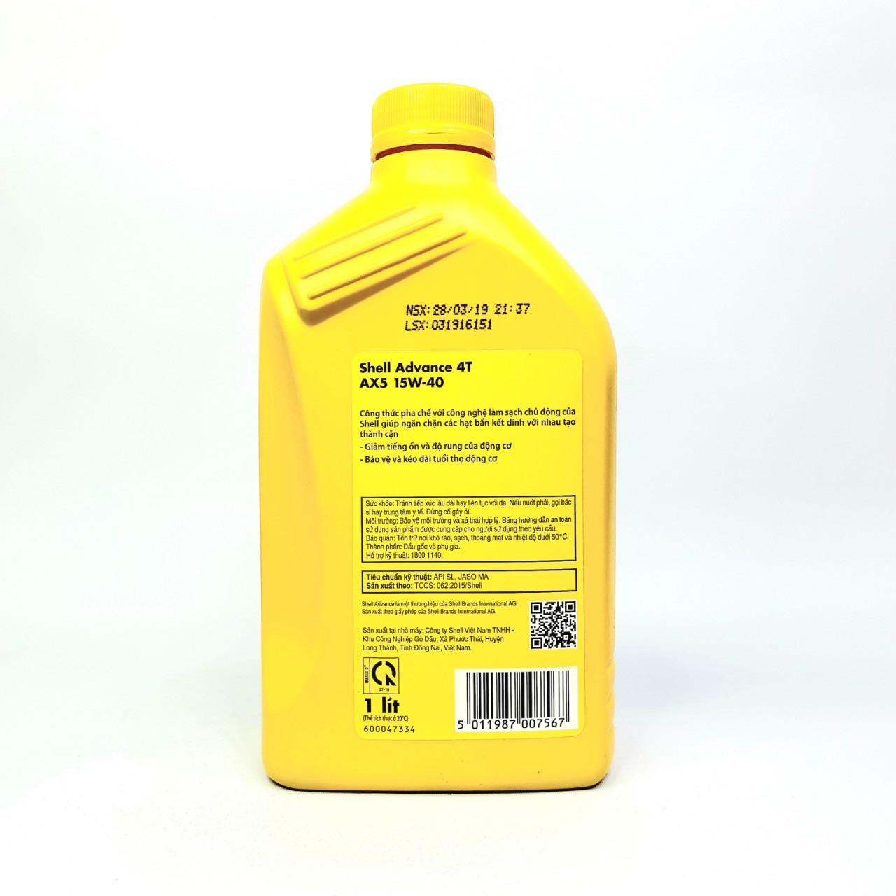 [HCM][SỐC] Shell Advance AX5 15W40 1L dành cho xe số