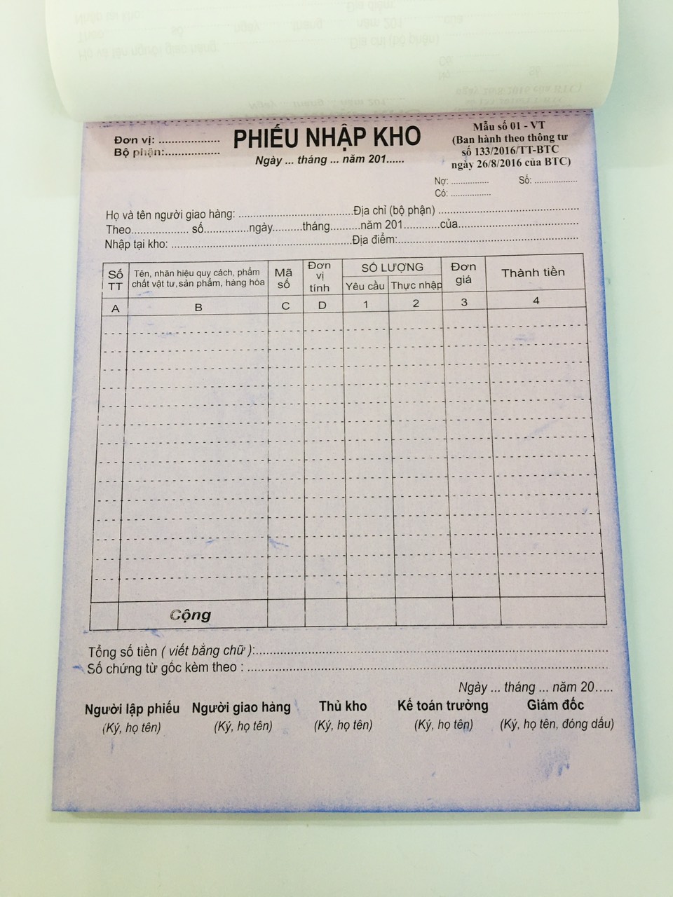 Phiếu Xuất Kho/Nhập Kho 3 liên loại dày 100 tờ A4