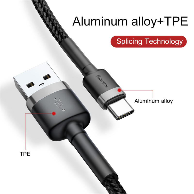 [USB => Type C] - Dây cáp sạc nhanh  Baseus đầu USB => Type C 3A