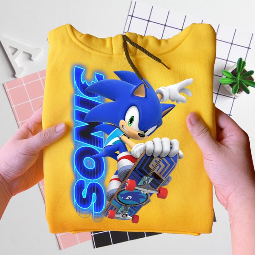 Áo khoác hoodie nhím xanh sonic màu vàng đủ size cho bé trai bé gái