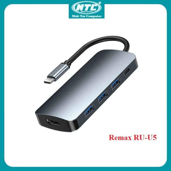 Bảng giá [HCM]Hub chuyển đổi 5-in-1 Remax RU-U5 TypeC ra 3 cổng USB 3.0 Cổng HDMI 4K Cổng Sạc USB-C 100W PD3.0 (Bạc) - Nhất Tín Computer Phong Vũ