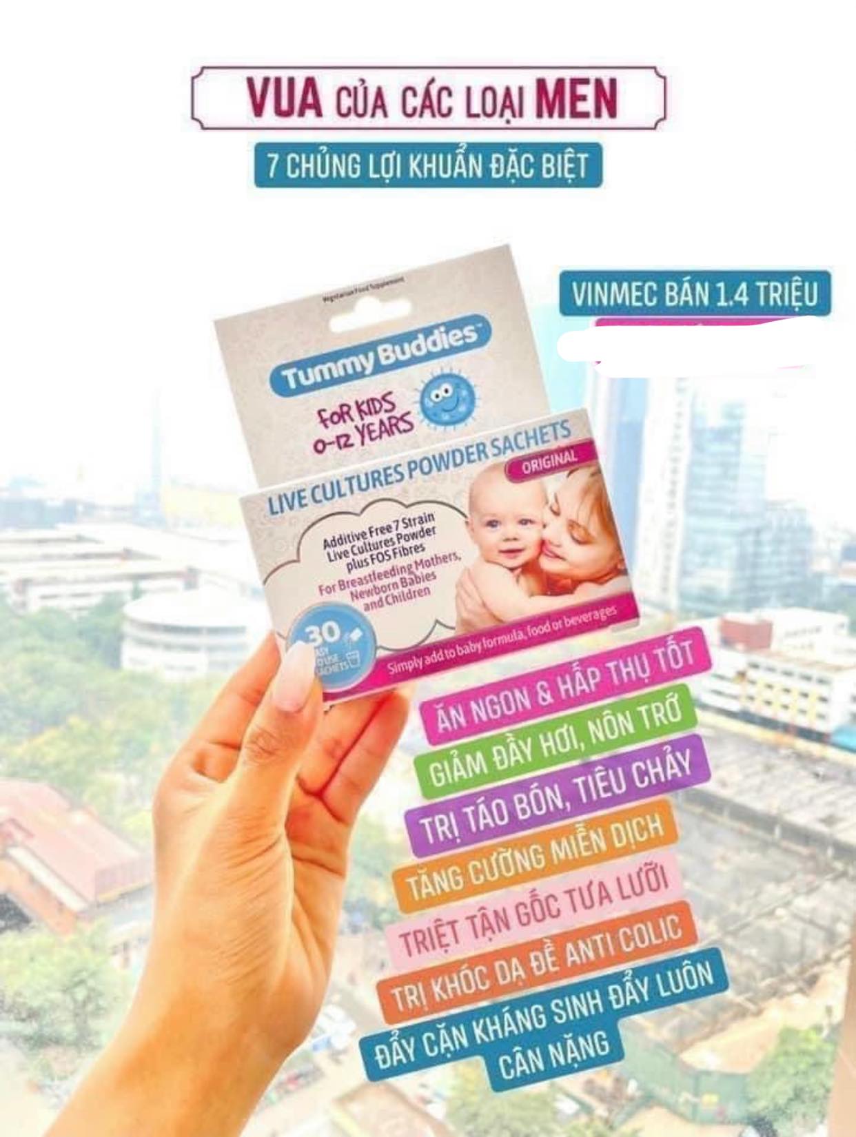 MEN VI SINH TUMMY BUDDIES -  UK ( Giúp ăn ngon và hết táo bón )