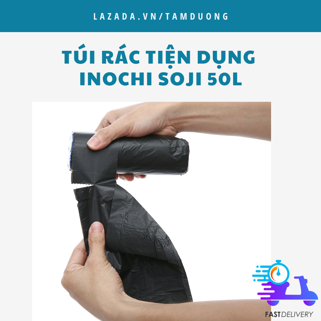 Cuộn 19 túi rác Inochi tiện dụng 50L [HCM-Giao hoả tốc 2h]