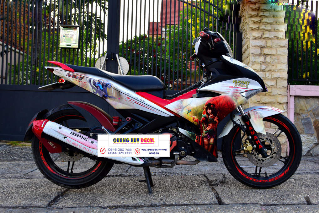 Tem trùm ex 150 đỏ trắng fantasy - Độ dán team trùm decal xe máy ex 150 đỏ trắng fantasy  - Team trùm decal xe máy ex 150 rẻ đẹp và chất