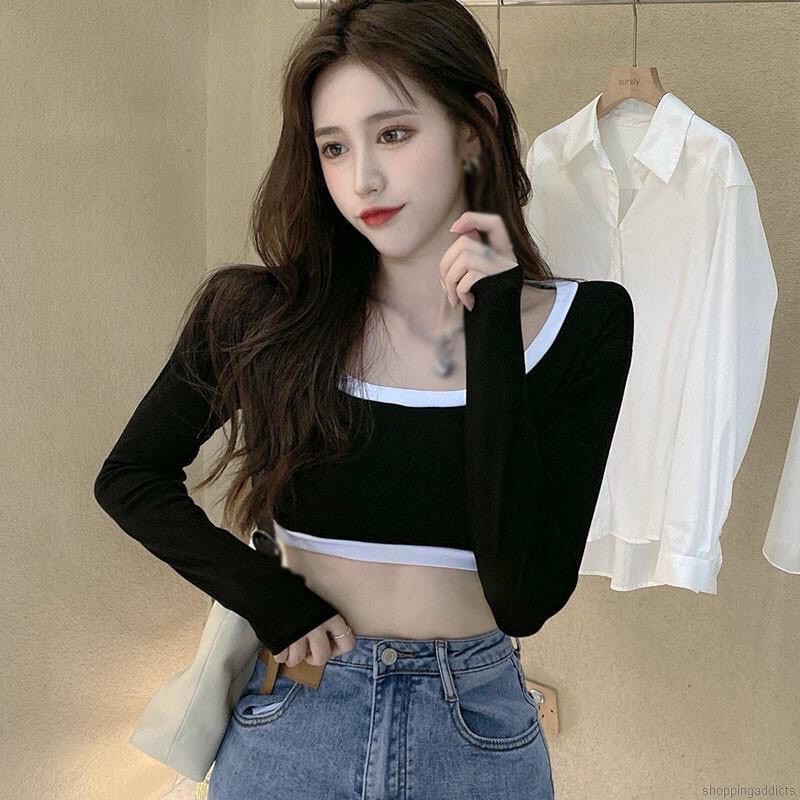 Áo kiểu croptop tay dài