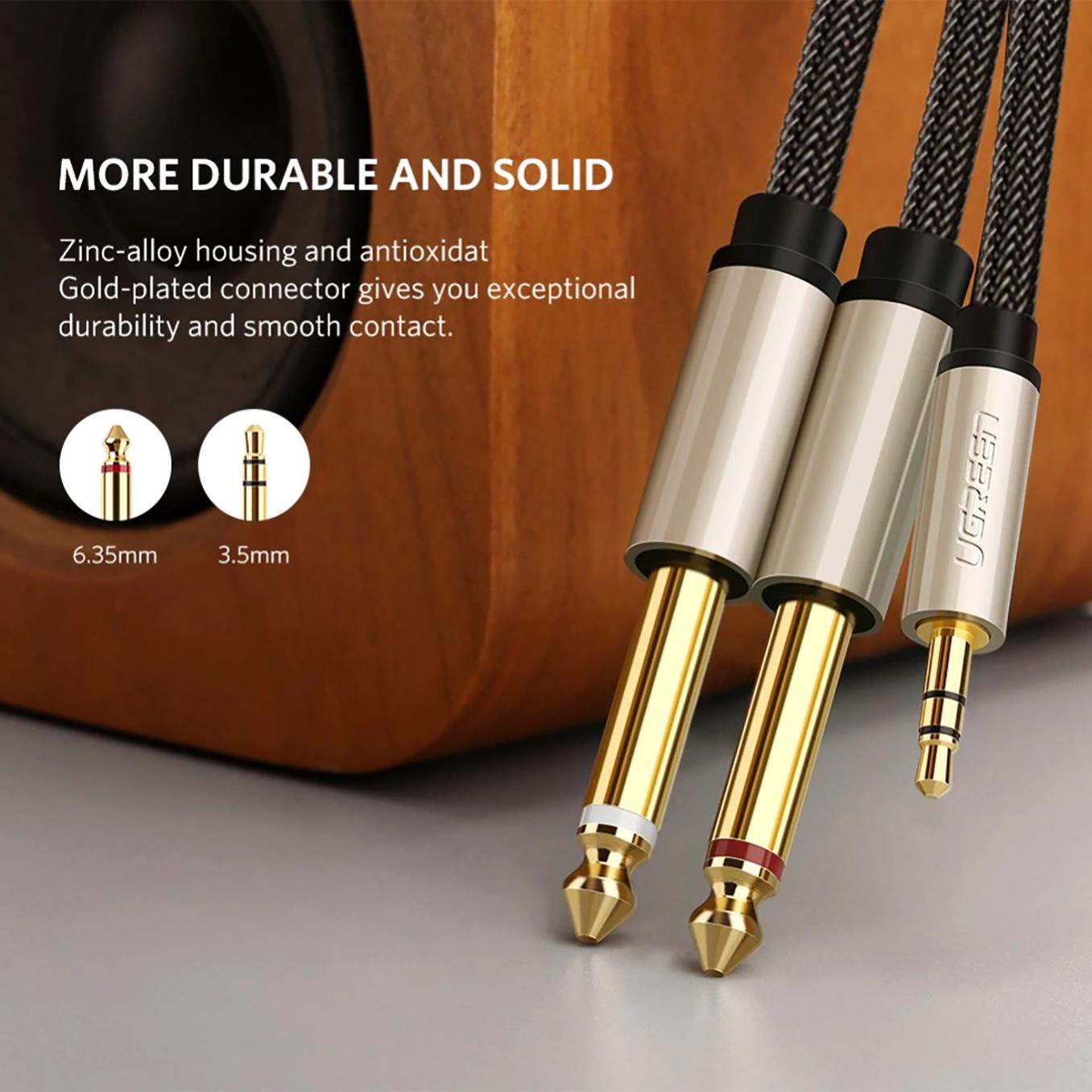 [HCM]Cáp Audio 3.5mm ra 2 Đầu 6.5mm Cao Cấp UGREEN AV126