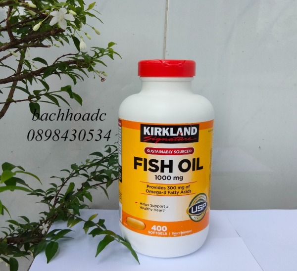 [DATE 2024] Dầu Cá Kirkland Fish Oil 1000Mg 400 viên của Mỹ nhập khẩu