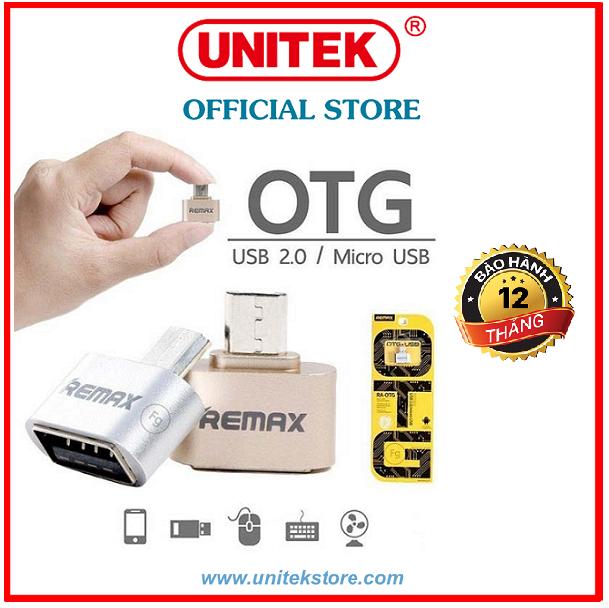 Đầu chuyển đổi USB OTG Remax RA-OTG - 2 cổng micro USB và USB 2.0 (Bạc)