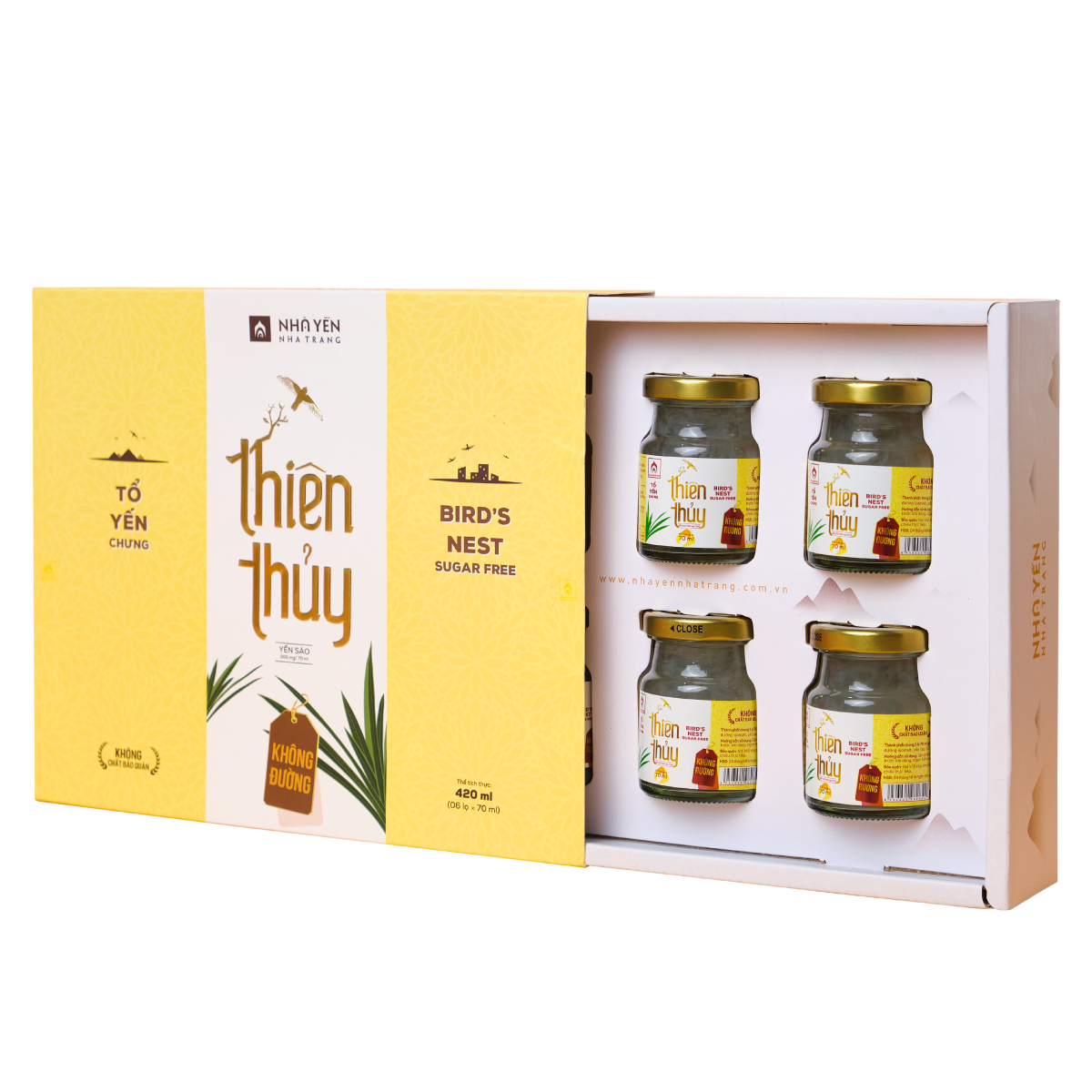 Tổ yến chưng sẵn Thiên Thủy - Vị lá dứa - Nhà Yến Nha Trang - Hộp 6 lọ - Yến không đường -  Nước yến sào cao cấp - Nước yến chưng sẵn
