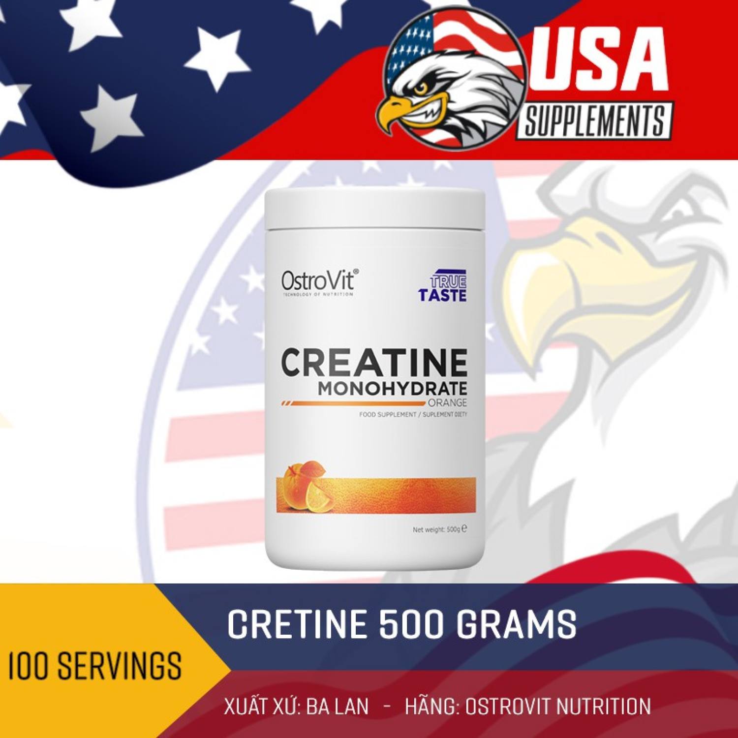 Ostrovit Creatine Tăng Sức Mạnh Cơ Bắp 500 gram - 100 lần dùng