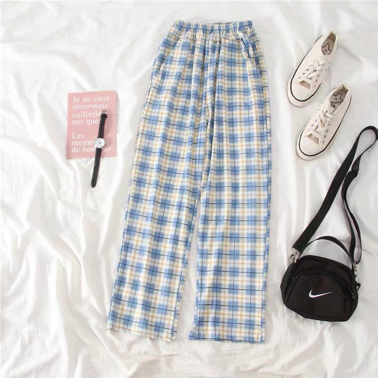 Sét Áo phông Cô bé good + quần kẻ karo, Áo Thun From rộng mặc cho nam và nữ, áo kiểu, chất đẹp, rộng rãi thoải mái, Quần suông ống rộng, Quần kẻ, Sét bộ mặc ở nhà - MIMOSA