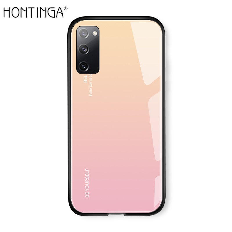 Ốp Honinga Ốp Cho Samsung Galaxy S20 FE 5G Vỏ Cầu Vồng Aurora Sang Trọng Ốp Dòng Gradient Ốp Lưng Điện Thoại Bằng Kính Cường Lực Chống Sốc Ốp Lưng Ốp Cứng Cho Bé Gái, Cho Bé Trai Cho Nữ