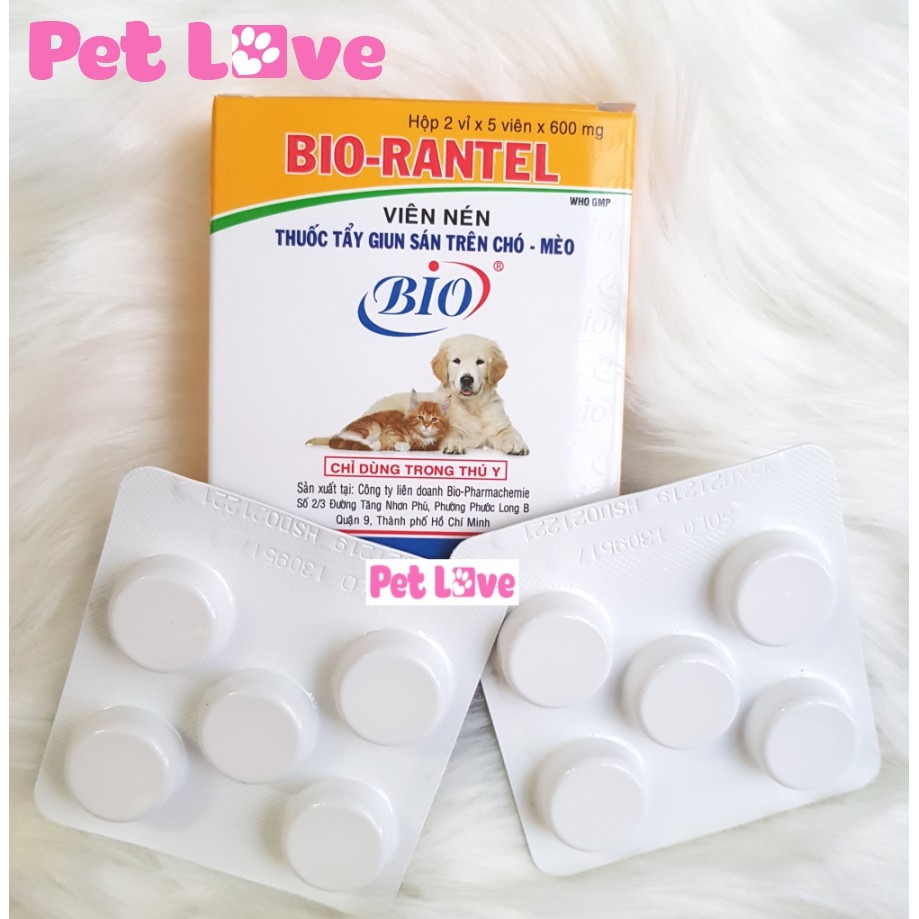 Bio Rantel xổ giun sán chó mèo 1 hộp x 10 viên