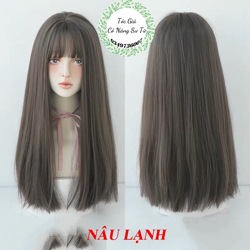 Tóc giả nguyên đầu dài thẳng CAO CẤP - Tặng lưới tóc