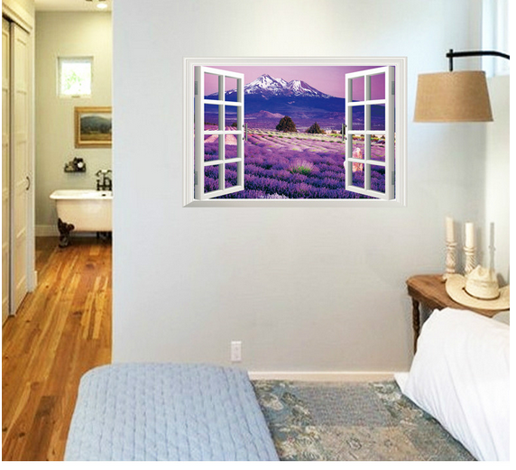 [HCM]DECAL DÁN TƯỜNG CỬA SỔ VƯỜN HOA TÍM