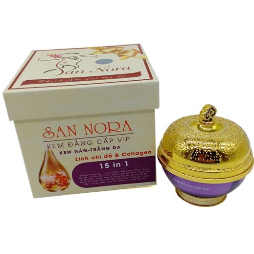 Kem nám trắng da San Nora 15 in 1 đăng cấp VIP Linh Chi Đỏ Collagen loại bỏ tàn nhang đồi mồi dưỡng trắng da 35g - Helena Cosmetics