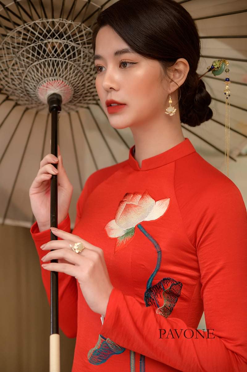 áo dài may sẵn tây thi thêu thủ công cao cấp ko quần