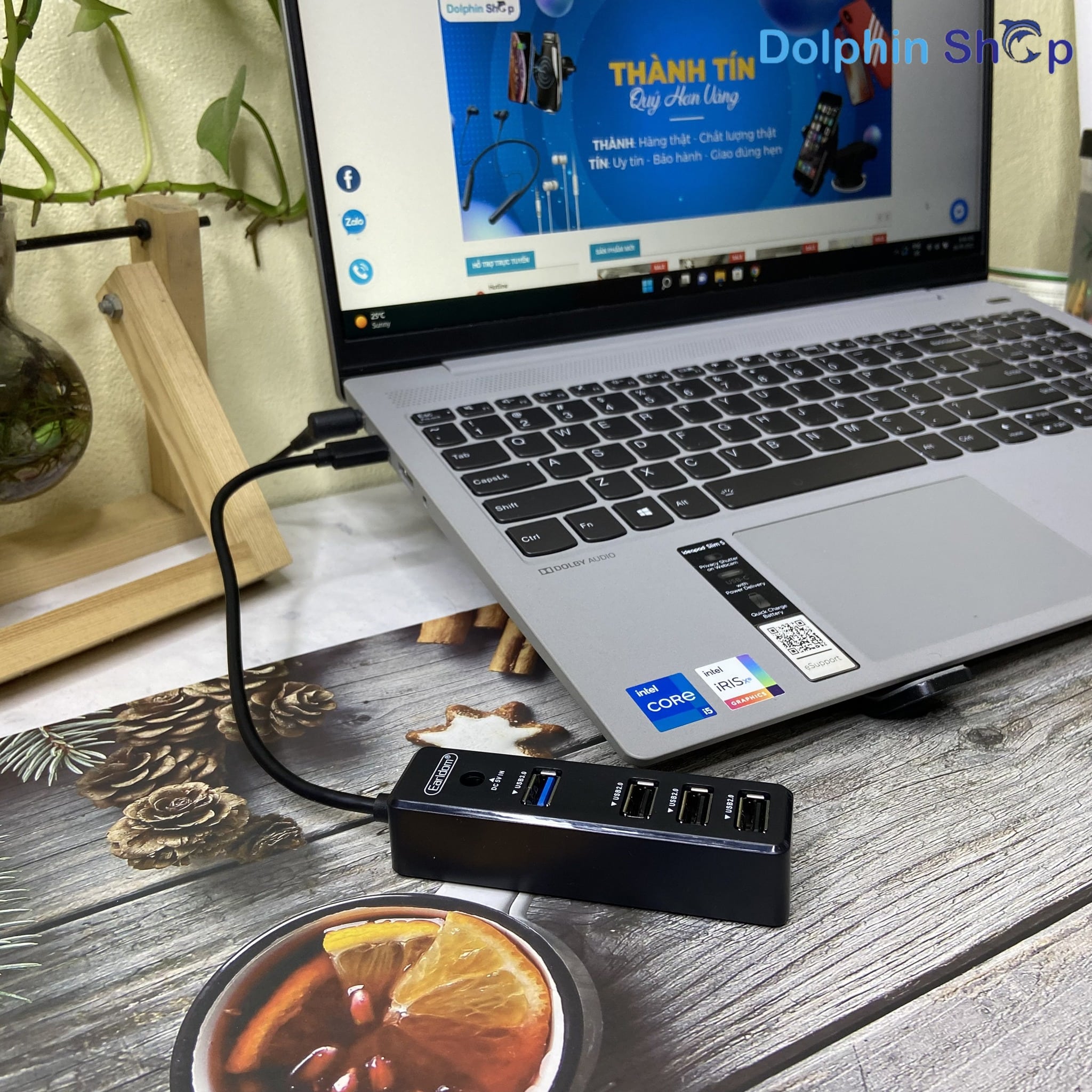 Hub Typec Chia 4 Cổng Usb Cho Laptop, Máy Tính Earldom HUB08 (Hỗ Trợ 3 Cổng USB 2.0 và 1 cổng USB 3.0)