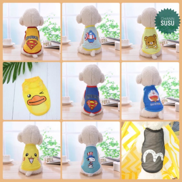 ÁO HÈ CHO CHÓ MÈO - Áo lưới thun hè nhân vật anh hùng cho thú cưng nhiều hình dễ thương - Channsusu Pet Shop