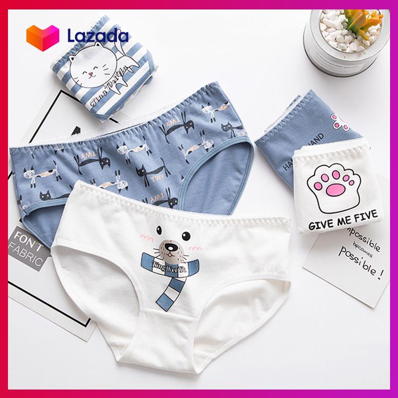 [HCM]Quần lót cotton Phối họa tiết Dấu chân mèo Anime CUTE - KAShop