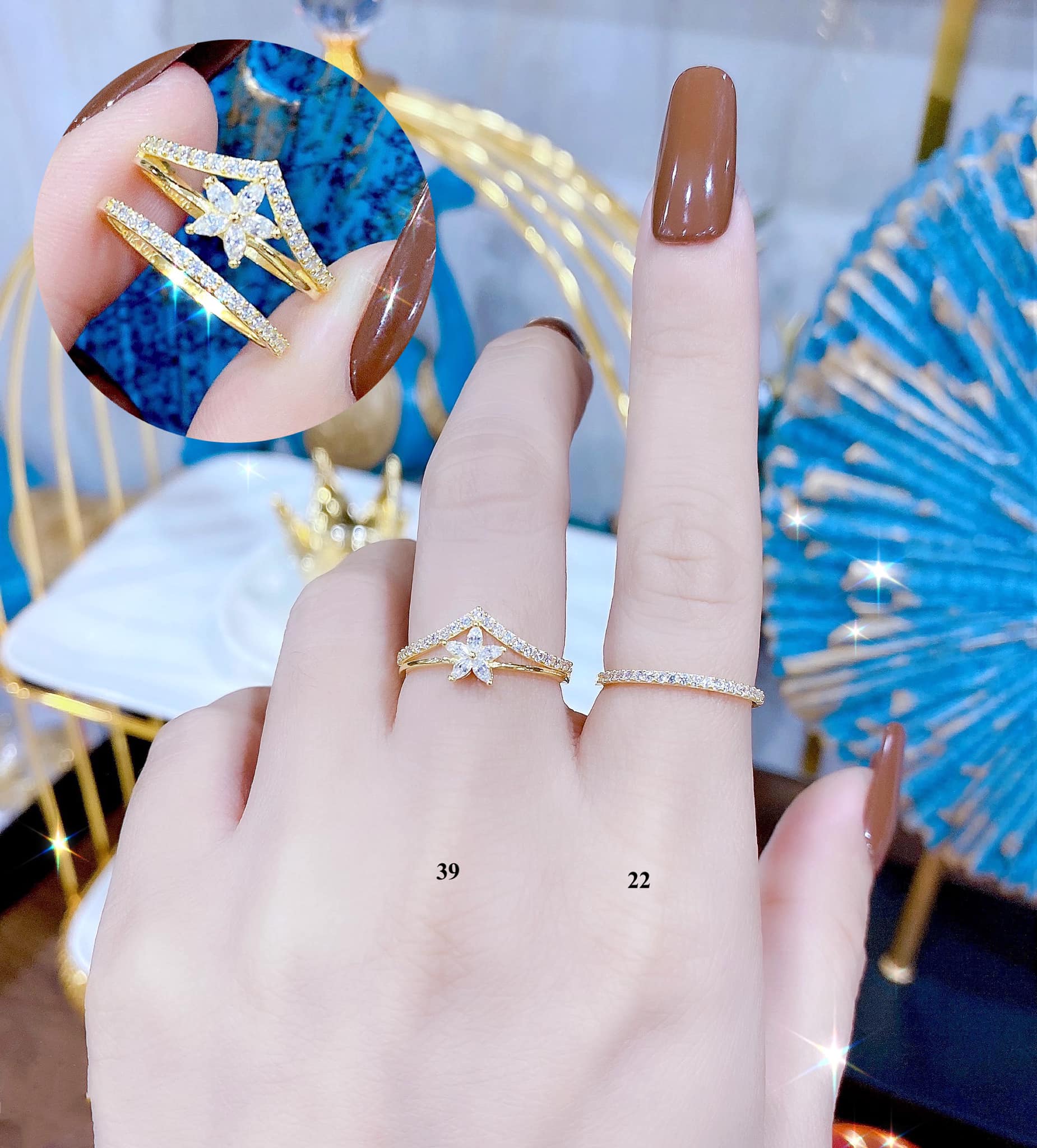 Nhẫn vàng tây nữ nhẫn kiểu hàn quốc quà tặng bạn gái người yêu xinh xắn có bảo hành hoá đơn tiệm Vàng bạc an chi