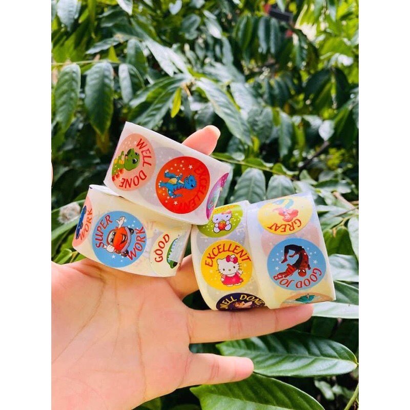 Cuôn 500 Sticker Khen Thưởng Tiếng Anh
