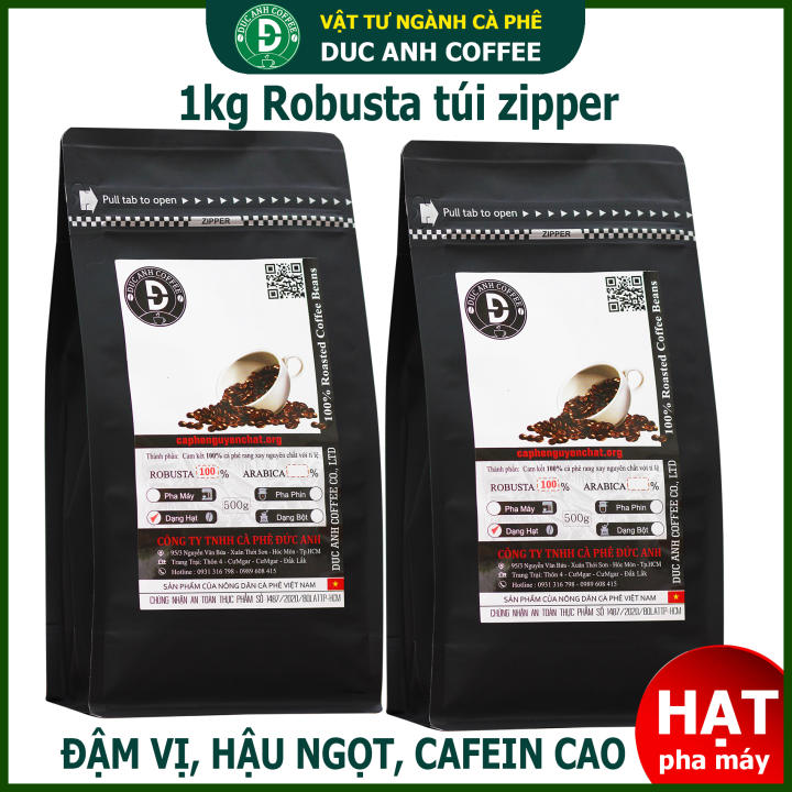 Cafe Zone 68 1kg Cà phê Hạt Pha máy 100% Robusta DUC ANH COFFEE- rang mộc, đậm vị, mạnh, hậu ngọt dùng pha máy hoặc pha phin – sản phẩm của nông dân cà phê Việt…