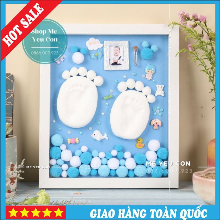 [Hàng Có Sẵn] Bộ Khung Ảnh In Dấu Tay Chân Cho Bé
