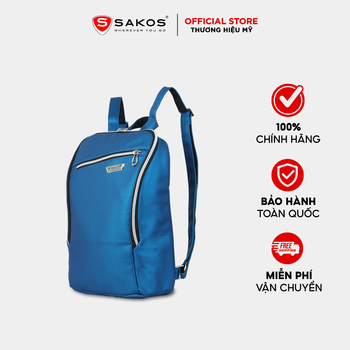 Balo nữ siêu nhẹ cao cấp SAKOS XAVIA - Chất liệu Polyester cao cấp, Có tính trượt nước tốt, Mềm mại và Bền chắc.