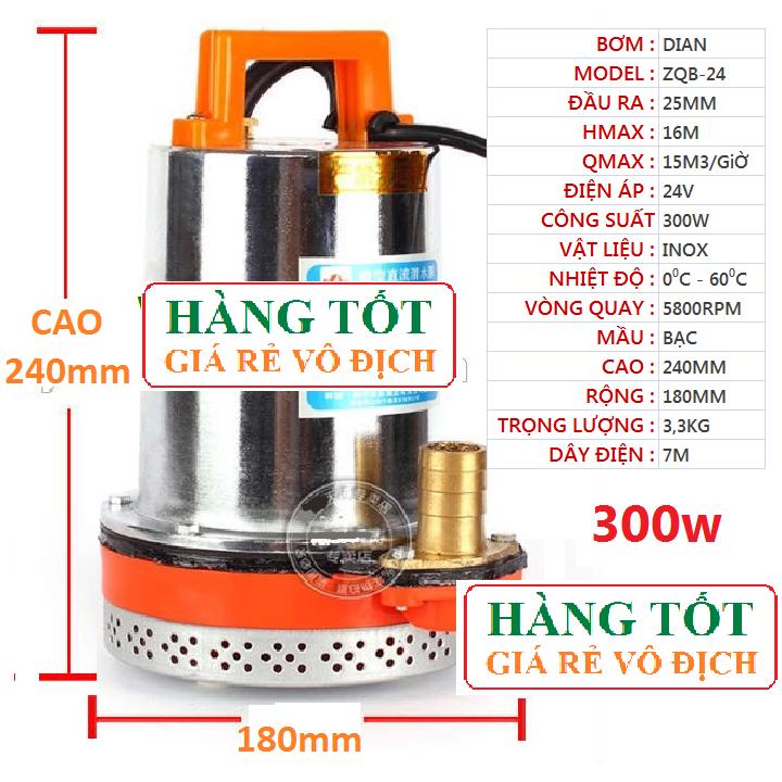 [HCM]Bơm chìm Inox 24V - đẩy cao 7m