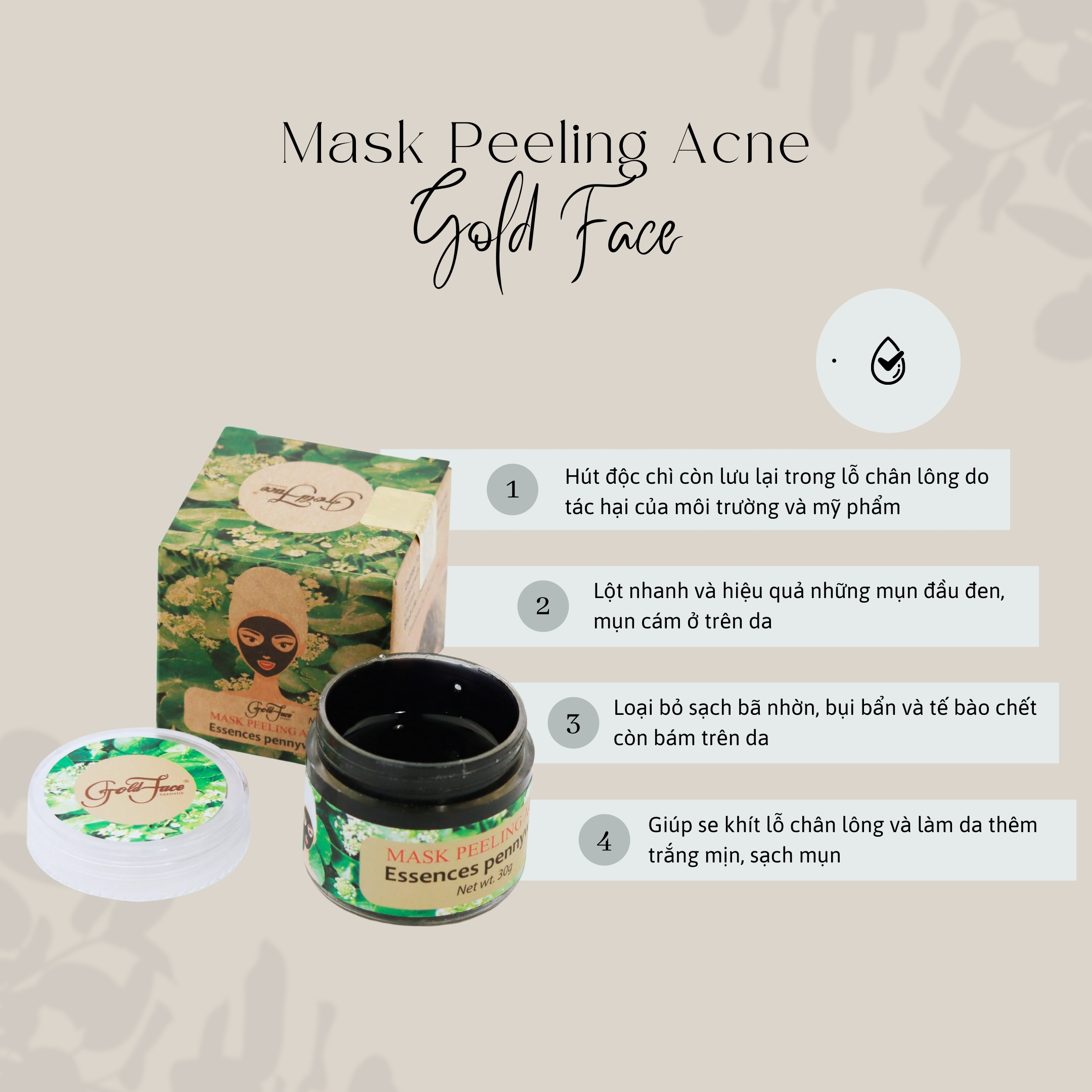 Mặt nạ lột mụn hút độc chì Gold Face 30G