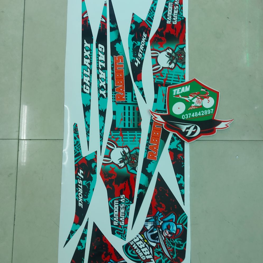 [HCM]Tem xe galaxy  tem rời thỏ rabbits xanh lục bảo dán được các màu xe