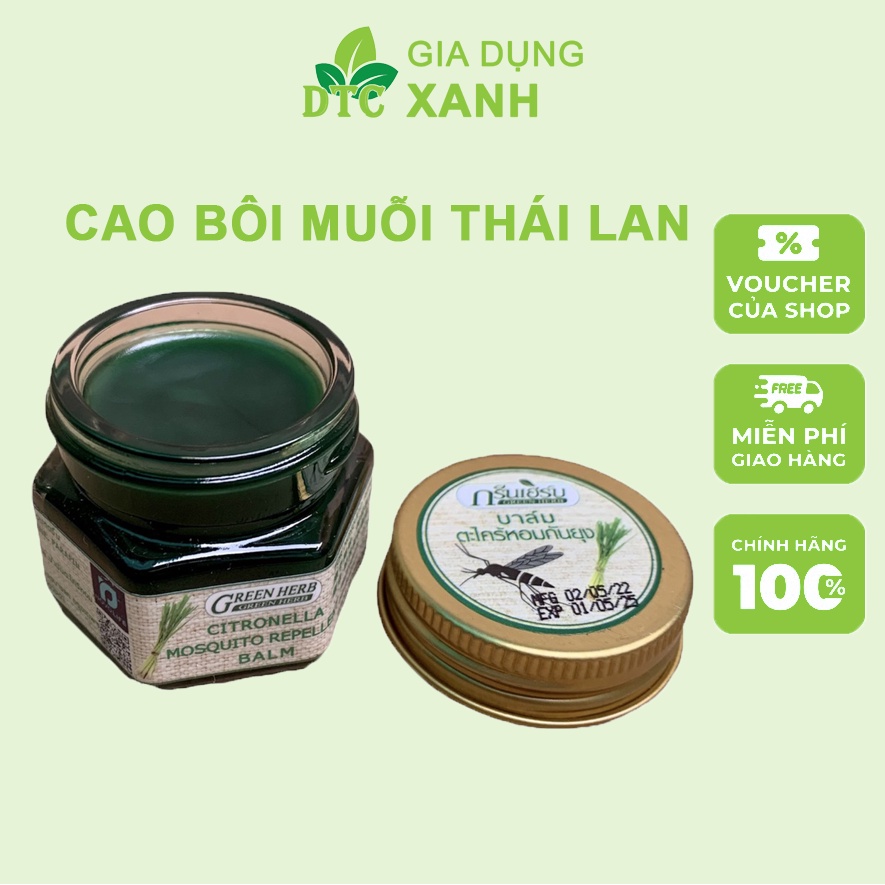 Cao bôi muỗi đốt côn trùng cắn Thái Lan 20g, Cao bôi muỗi, côn trùng cắn Thái lan, Cao Sả Chống Côn Trùng Đốt
