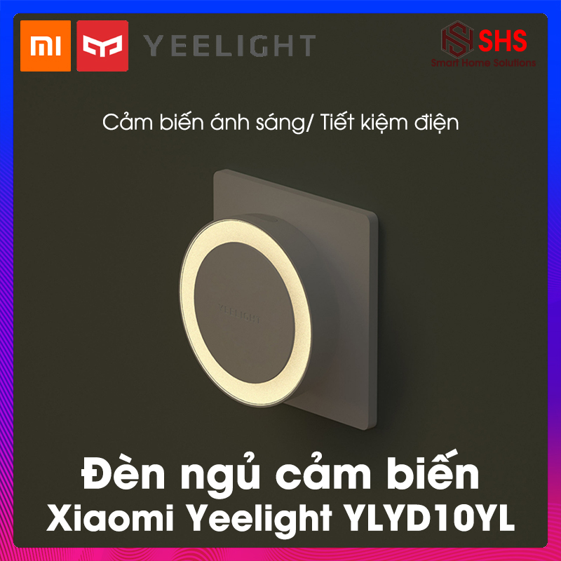 Đèn ngủ cảm ứng, đèn ngủ thông minh Xiaomi Yeelight, BH 6 THÁNG, YLYD10YL, cảm biến ánh sáng tự động bật tắt, có rắc cắm, hình tròn, 0.4W- 2700K, SHS Vietnam