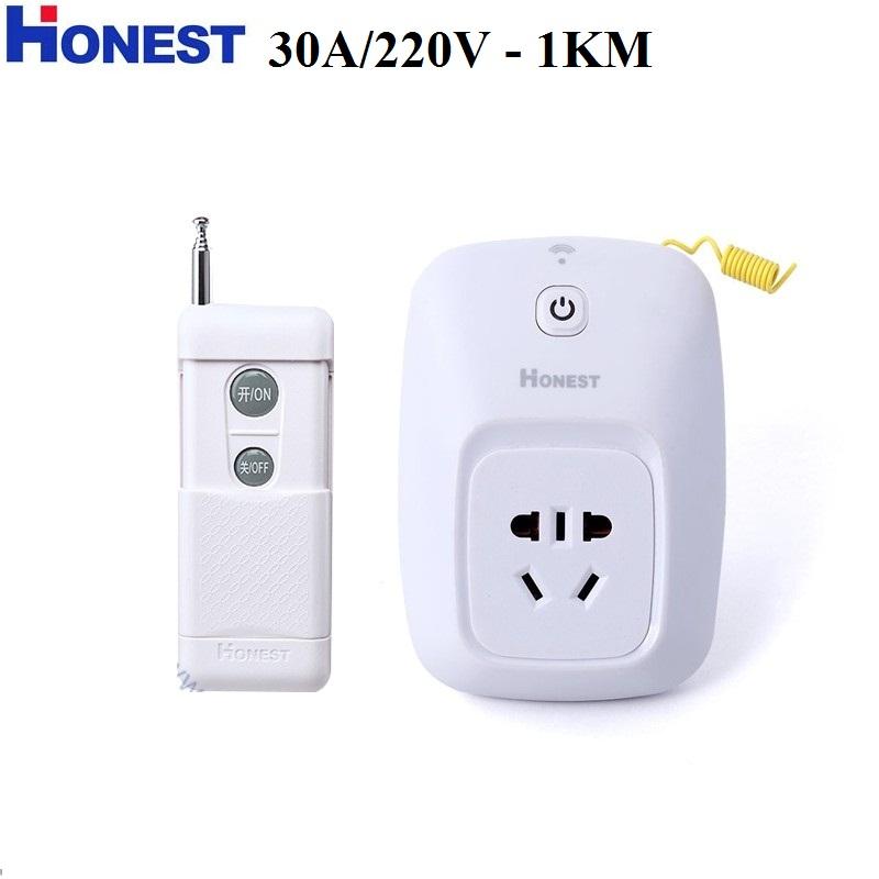 Ổ cắm điều khiển từ xa 1Km Honest HT6805W công suất lớn 30A/220V - Chức năng học lệnh, ổ cắm đa năng, ổ cắm điện đa năng, ổ cắm điện thông minh, ổ cắm wifi,công tắc điều khiển từ xa