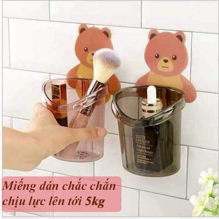 Cốc gấu dính tường đựng bàn chải, đựng đồ đa năng