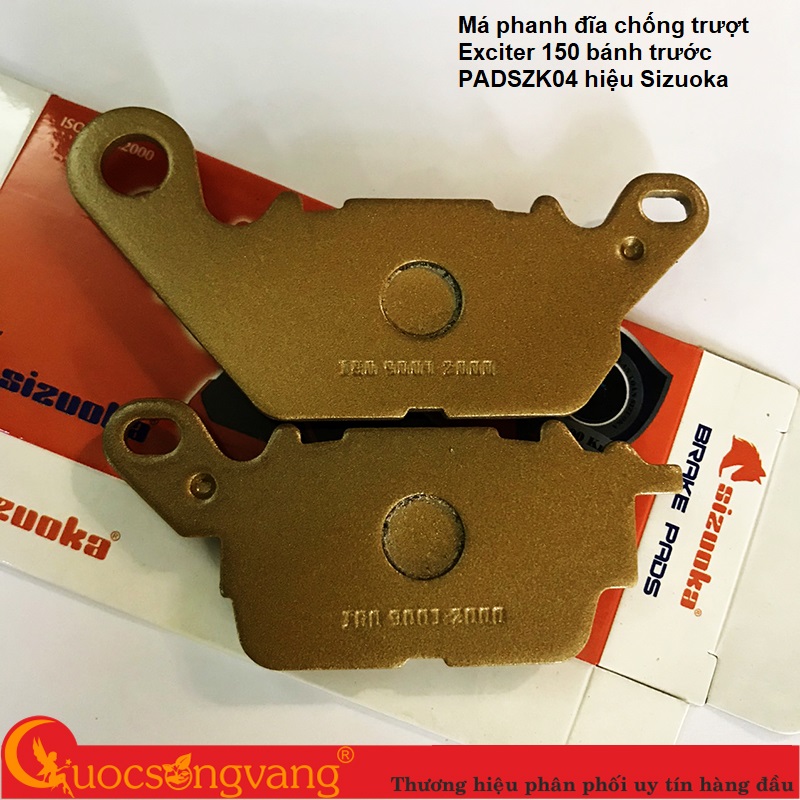 Bố thắng đĩa, Má phanh đĩa chống trượt Exciter 150 bánh trước PADSZK04 hiệu Sizuoka Cuocsongvang