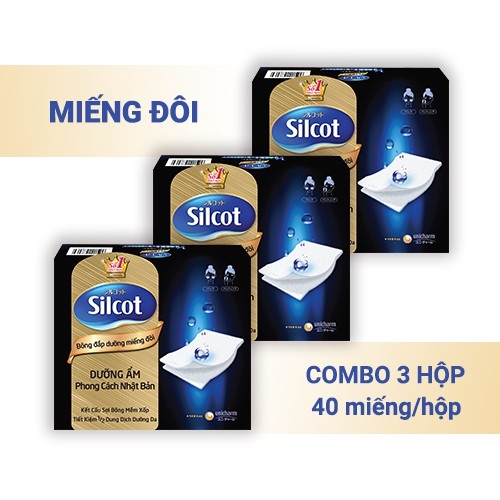 Combo 3 Hộp Bông trang điểm Silcot đắp dưỡng miếng đôi (Hộp 40 miếng)