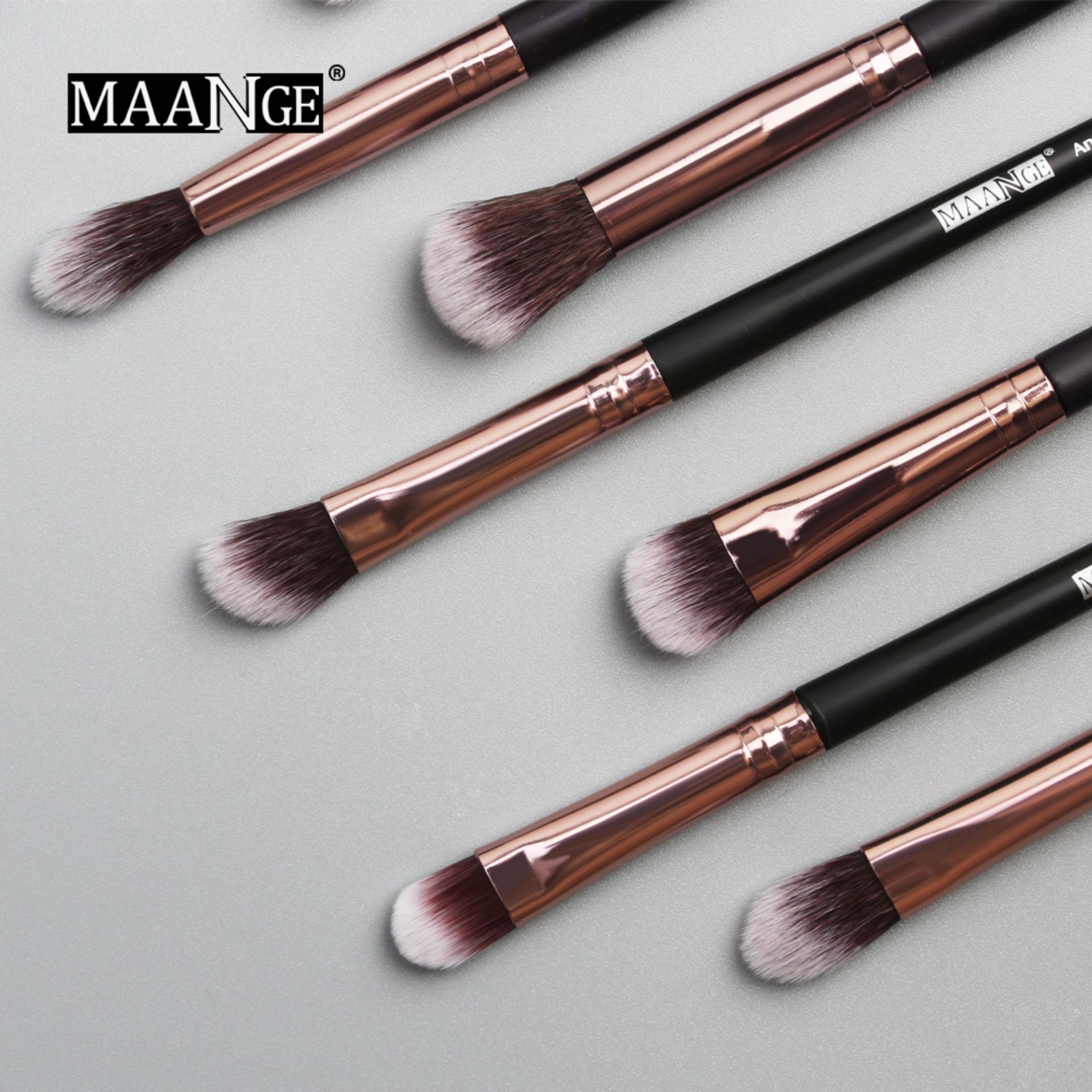 Bộ cọ trang điểm 12 cái Maange mới màu đen được làm chất liệu nhựa và tóc tổng hợp chất lượng cao an toàn không gây độc hại - INTL