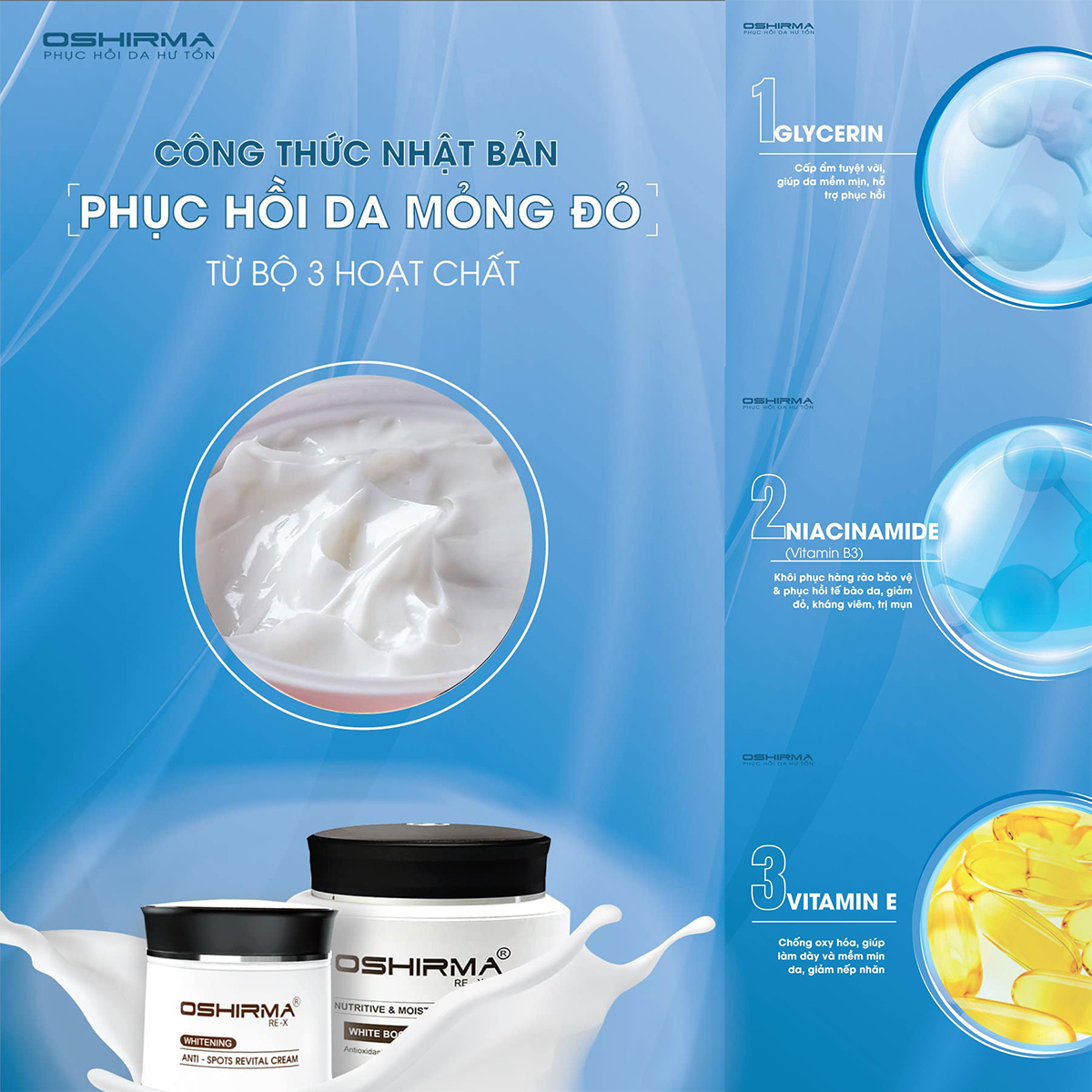 Bộ Phục Hồi Da Yếu Nhạy Cảm Oshirma