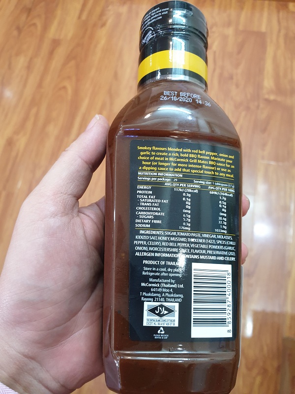 Sốt ướp BBQ McCormick vị khói 500g nhập khẩu Thái Lan