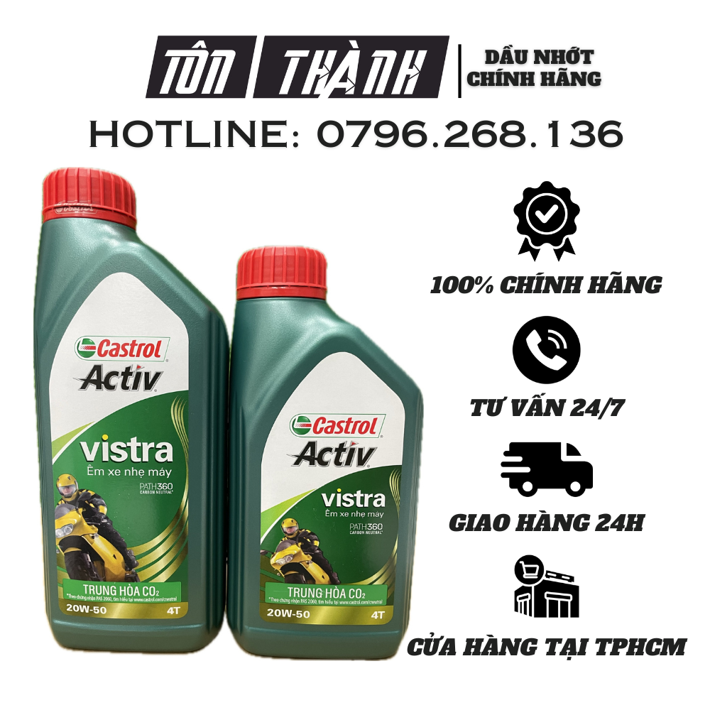 [HÀNG CHÍNH HÃNG] Nhớt Castrol Vistra 20W50 (0.8L & 1.0L) - Xe số - Xe côn