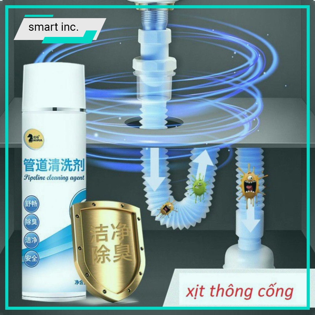 Xịt thông cống ống nước bồn rửa bát bình xịt tẩy vệ sinh khử mùi hôi lavabo phòng tắm nhà vệ sinh đa năng