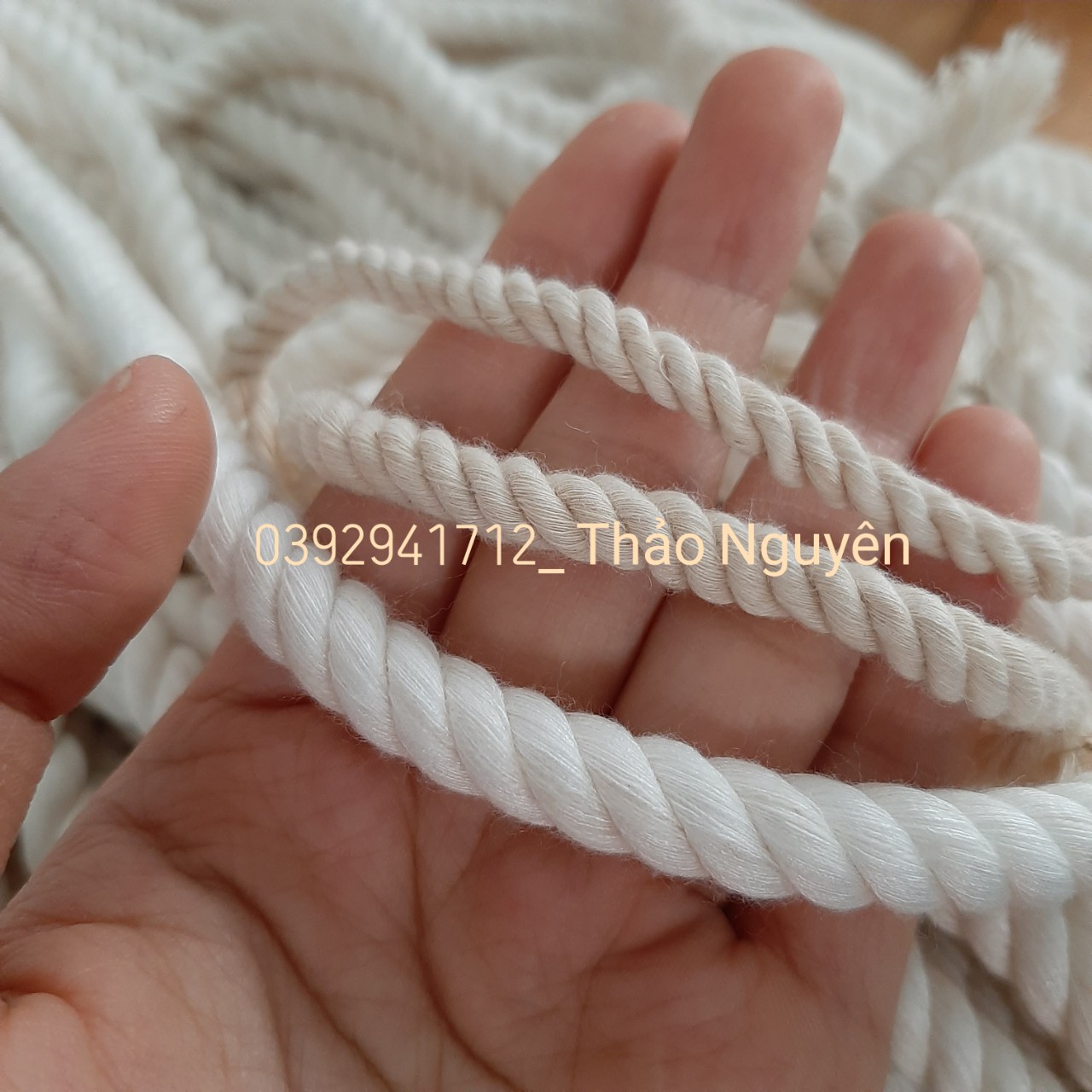 Dây thừng se macrame, dây cotton. size 2mm, 3mm... 10mm