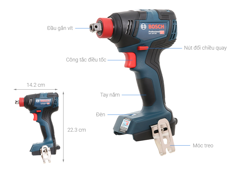 Máy vặn vít dùng pin Bosch GDX 18V-200 (Không kèm pin sạc)