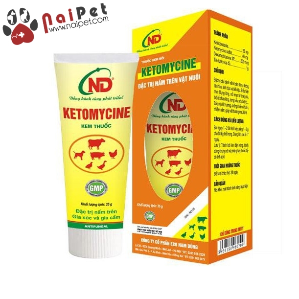 Kem Bôi Nấm Trên Gia Súc Và Gia Cầm Ketomycine ND Tuýp 25g